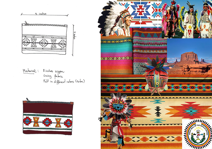 zip pouch handbag textile fibers navajo felting