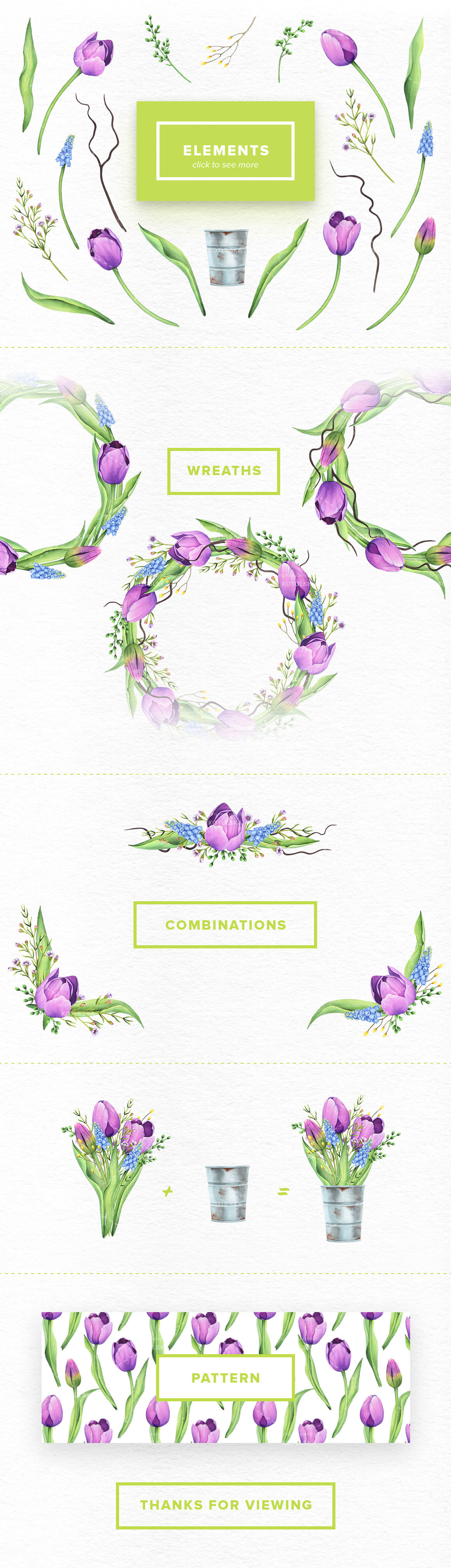 Flowers DIY watercolor clipart Invitation floral elements wreath painting  