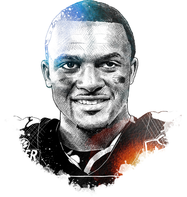 sport watercolor watercolour nfl football ESPN editorial portrait face Portraiture