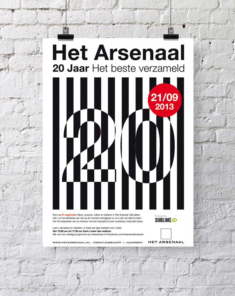 poster black White flyer facebook header Het Arsenaal jan des bouvrie Advertentie strepen stripes minimal design