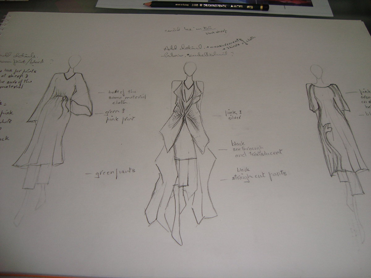 fashion design Initial Sketches apparrel