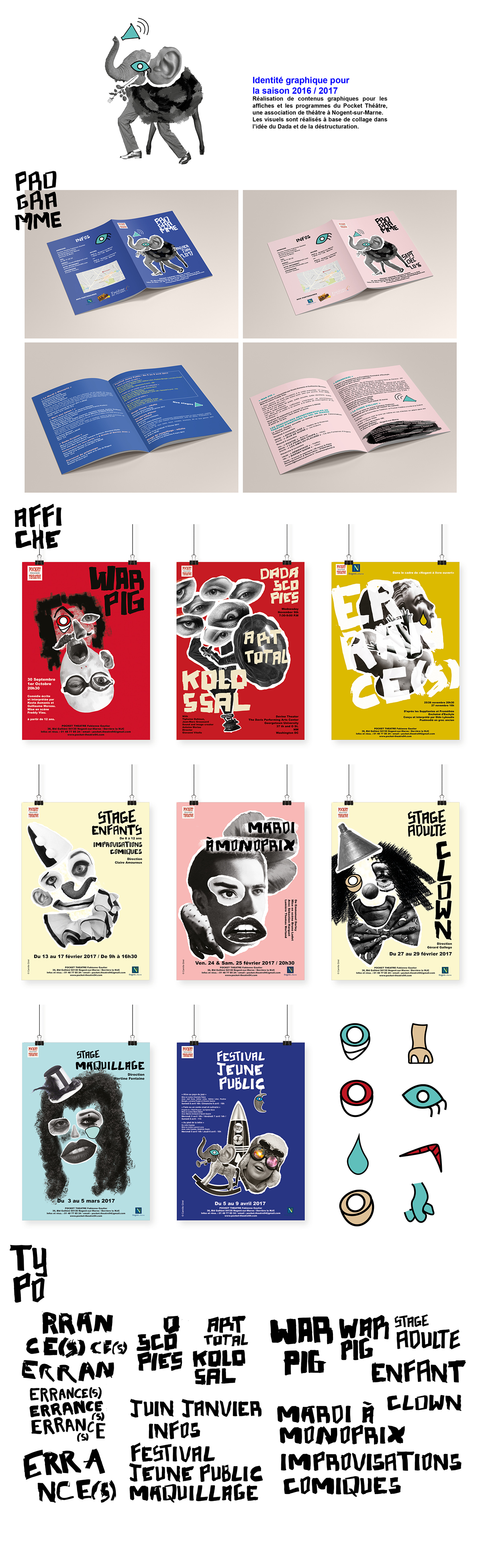 identitévisuelle graphisme collage ILLUSTRATION  Dada affiche programme Theatre