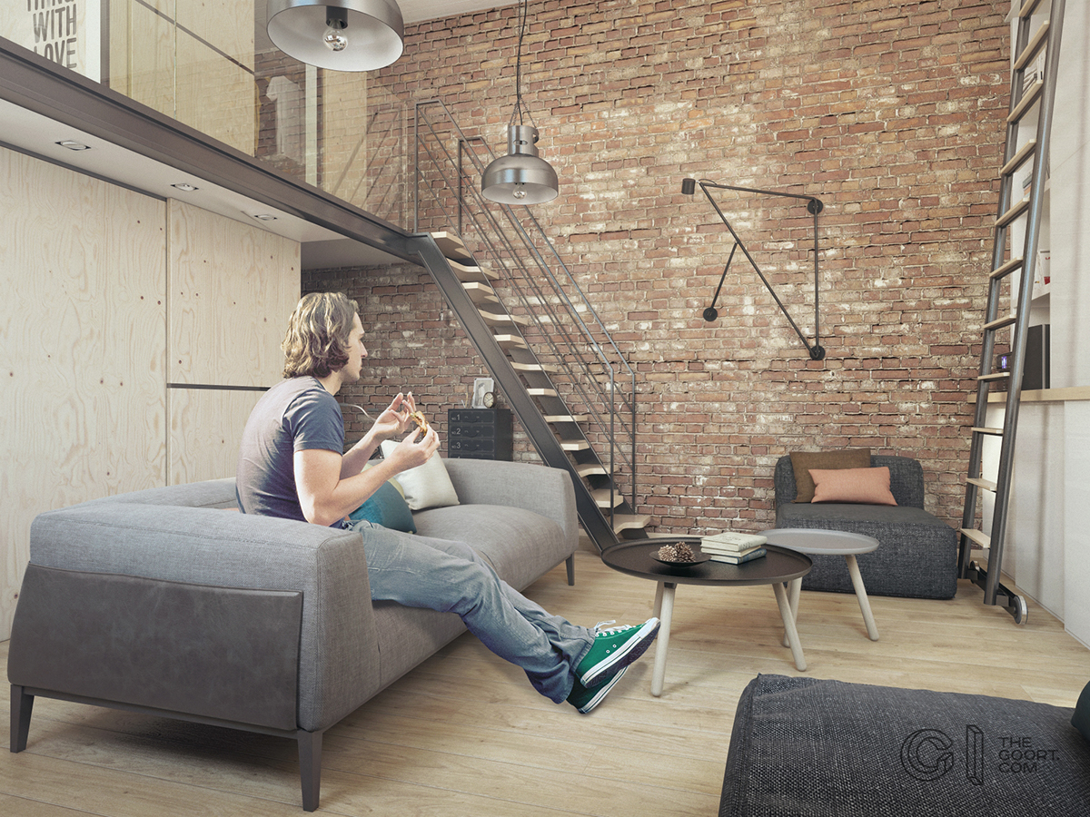 TheGoort Interior design LOFT smallspaces Tiny apartments MINI