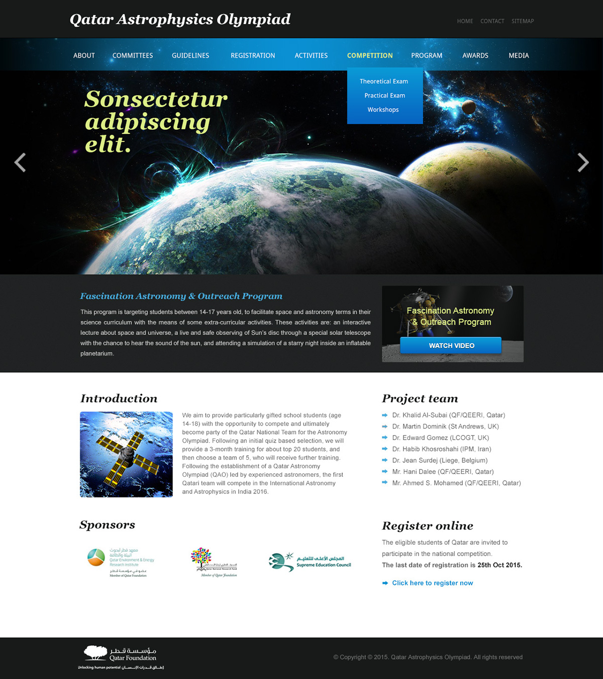 Website Design Astrophysics website template Astrophysics website
