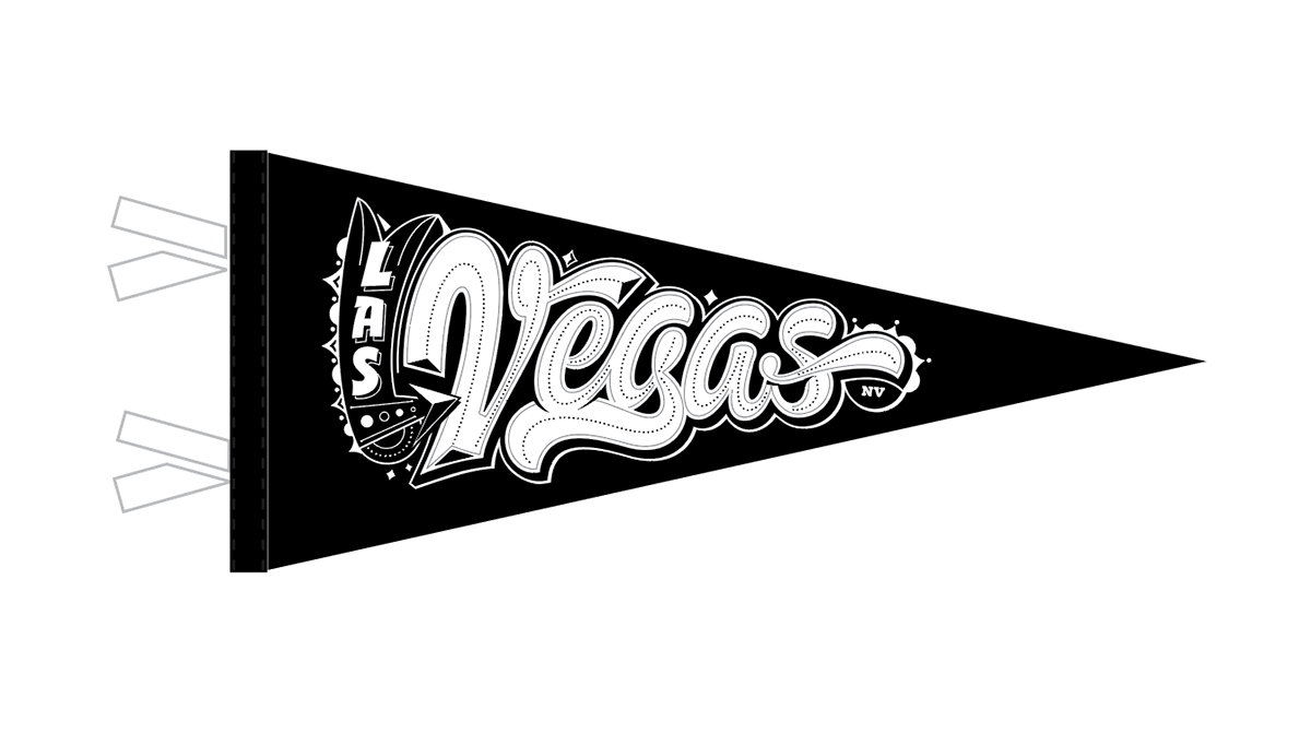 Las Vegas pennant typography   sign wool felt screenprint limited edition goods