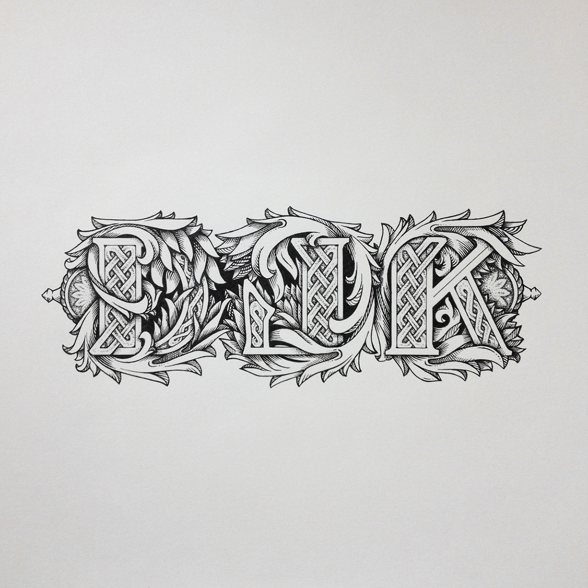 handtype type letters lettering Handlettering customlettering Illustrator pen ink micron Celtic floral blackandwhite