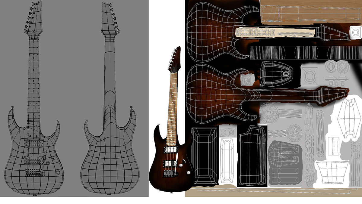 3D interno divano chitarra