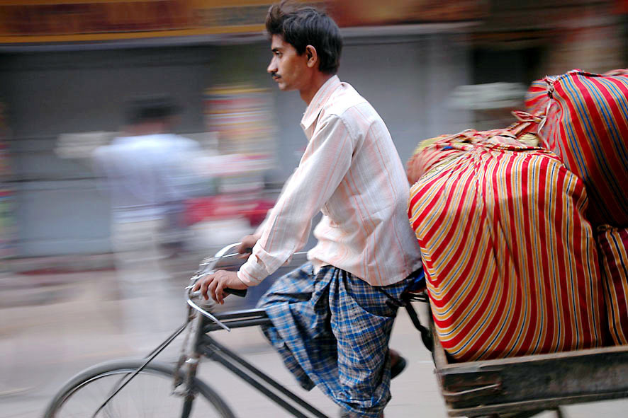 Street India varanasi Uttar Pradesh Rickshaw Bicycle colors colours Focus blur move movement night drive abstract