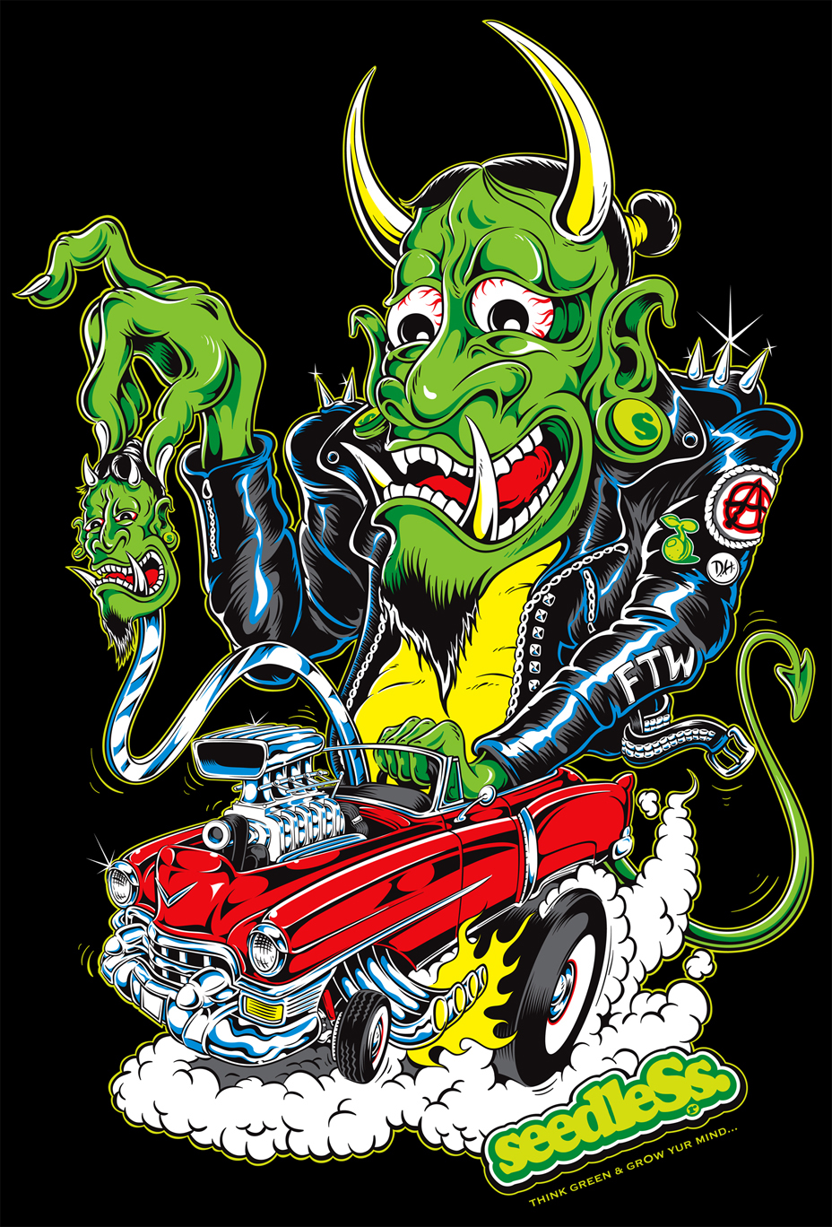 Digital Artwork lowbrow seedless seedless clothing Illustrator DH Dane Holmquist cannabis cup monster Blood and Guts Flying Eye DH cannabis art DH Art Art by DH DH Poster Art