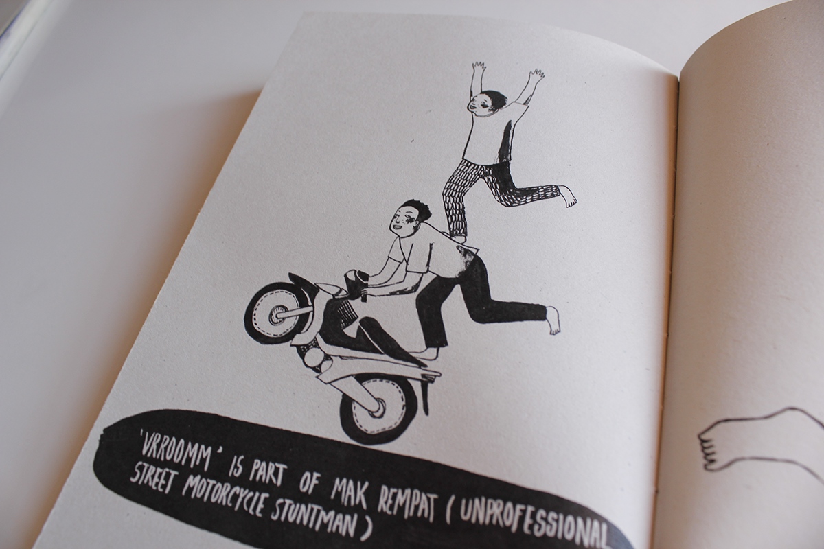Manglish language humour ABC print texture ink ink drawing book handmade