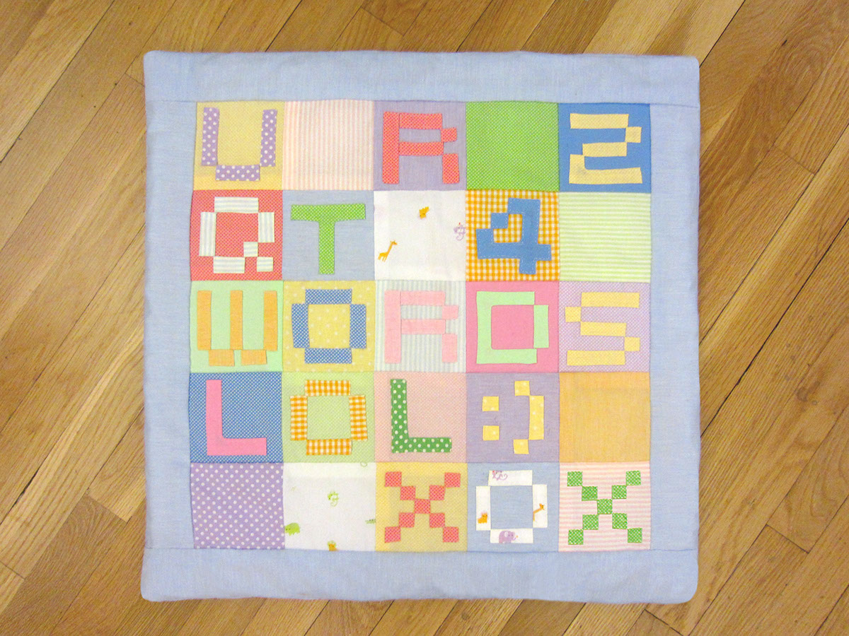 Adobe Portfolio baby blanket quilt  textile  baby Text Message texting fabric  Sewing