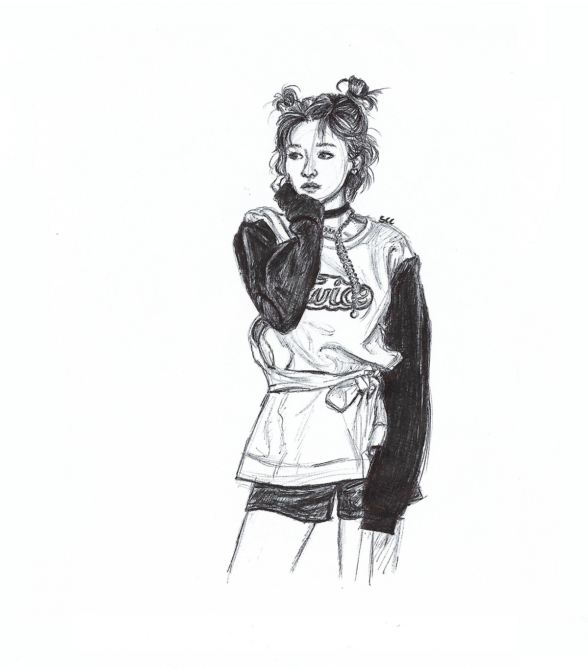 pen Drawing  sketch korean Cat Jihyo ballpointpen doodle