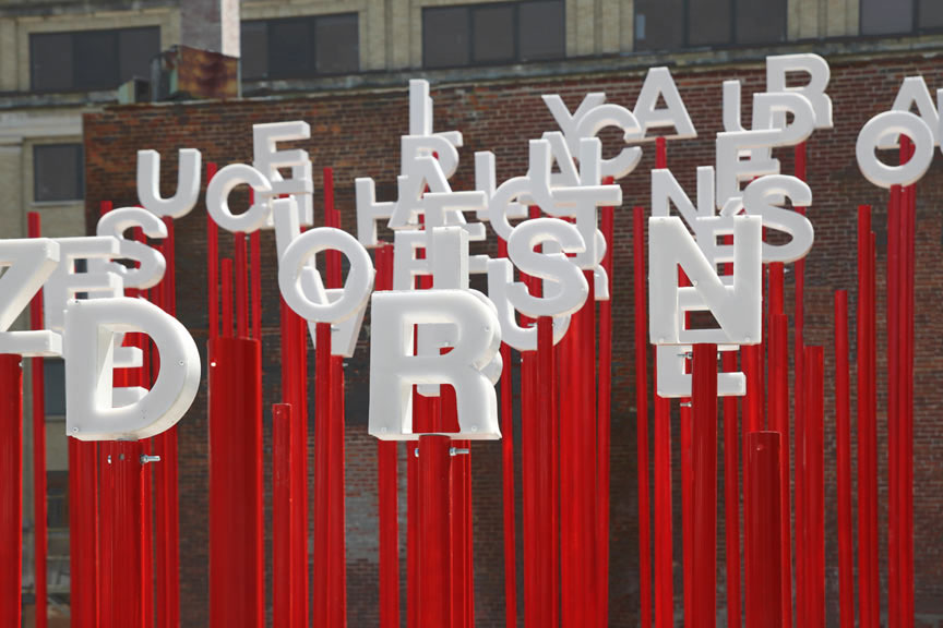 Paprika Montreal installation typographic anamorphic Typographie anamorphique light design
