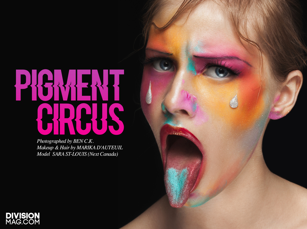 beauty editorial ArtDirection makeup Circus fantasy joker clown emotions Montreal