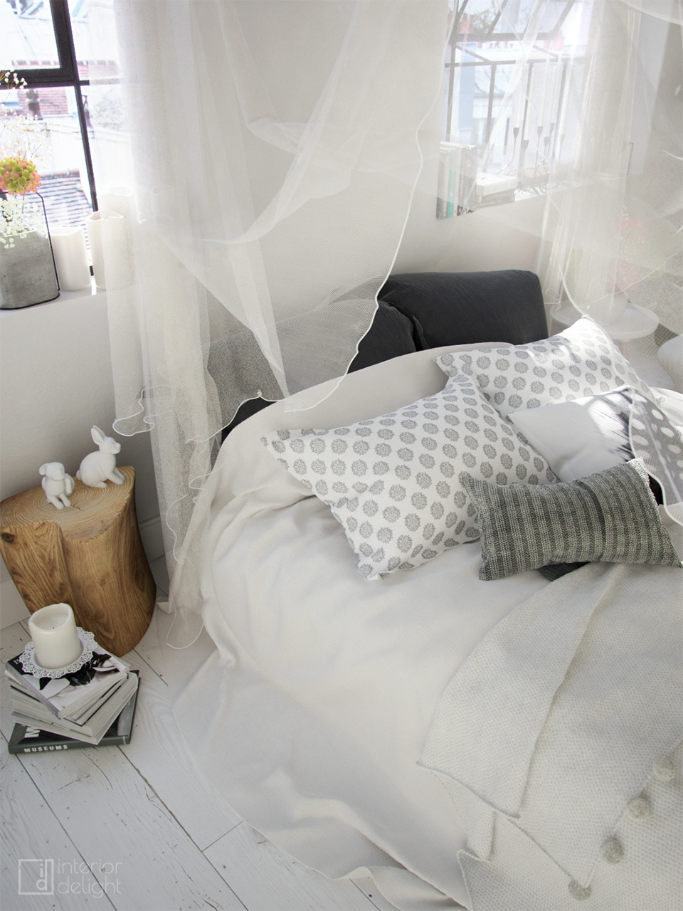 Interior design styling  rendering 3D industrial bedroom