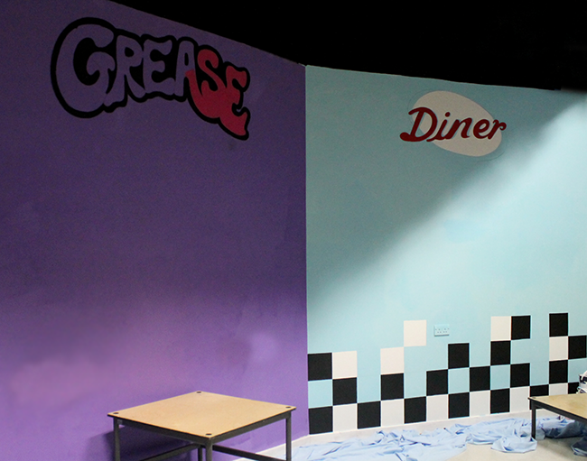 grease school production paint 50s diner gym Retro bright colours college play concert Performance programme