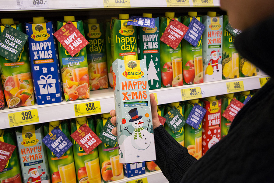 Christmas xmas package design  Advertising  pos package holidays rauch juice fruit juice