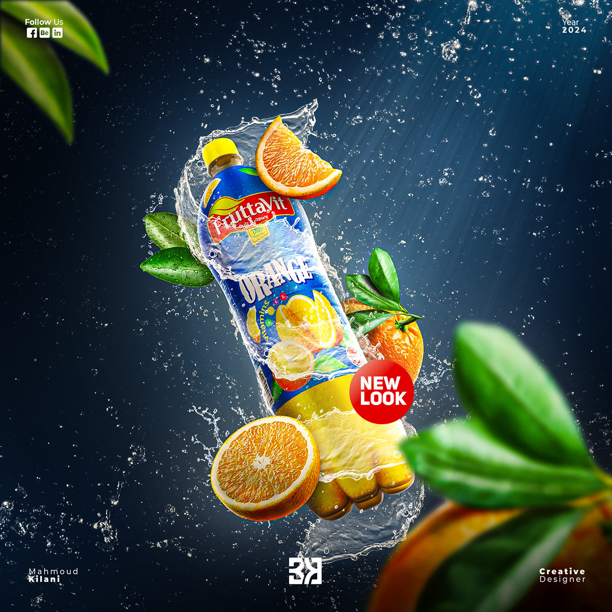 creative Advertising  Social media post visual identity photoshop 3D visualization modern juice drink