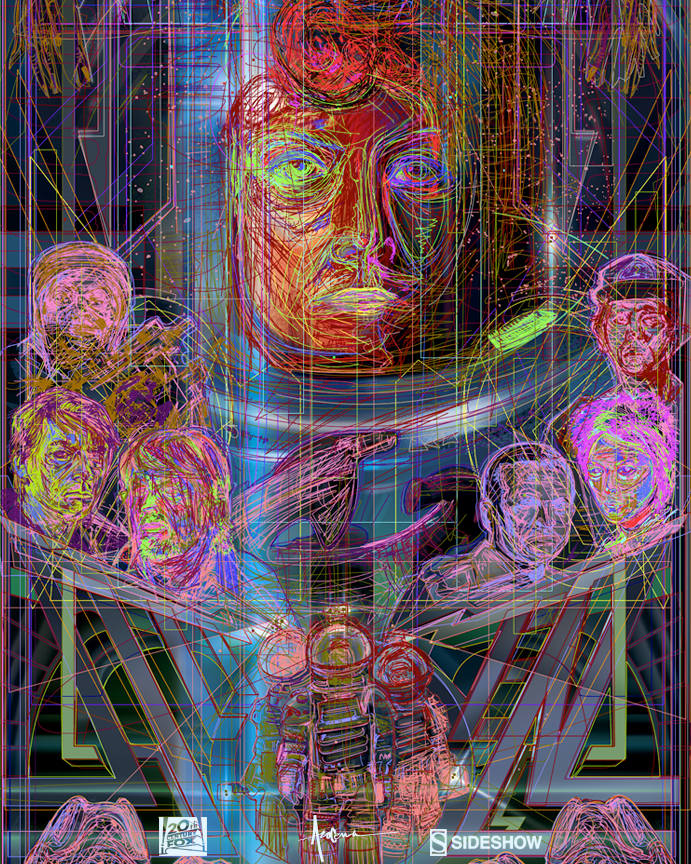 alien movie Scifi horror vector Illustrator gradients mexifunk paths arocena