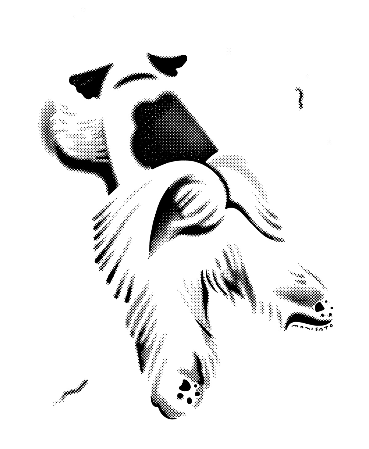 black Cat dog dot gallery graphic illust monochrome pop silkscreen