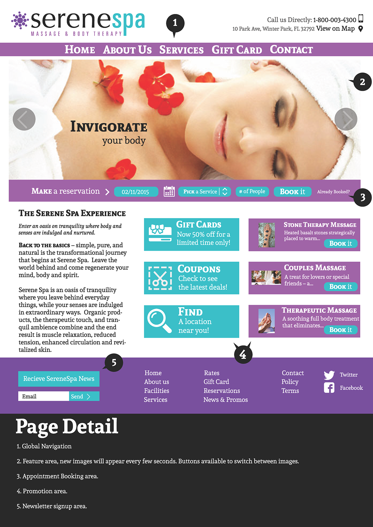 wireframe Website Spa design comp