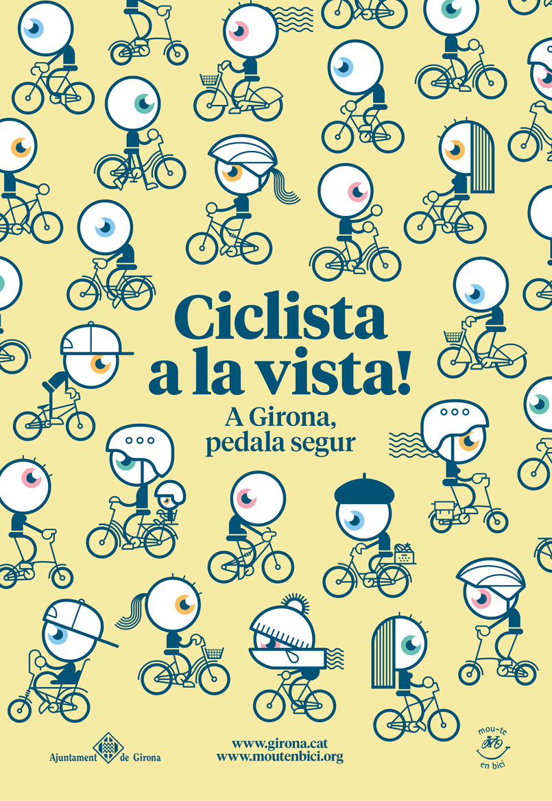 city civic campaign girona eye poster map bus eye on bike Bike Bicycle print Cycling