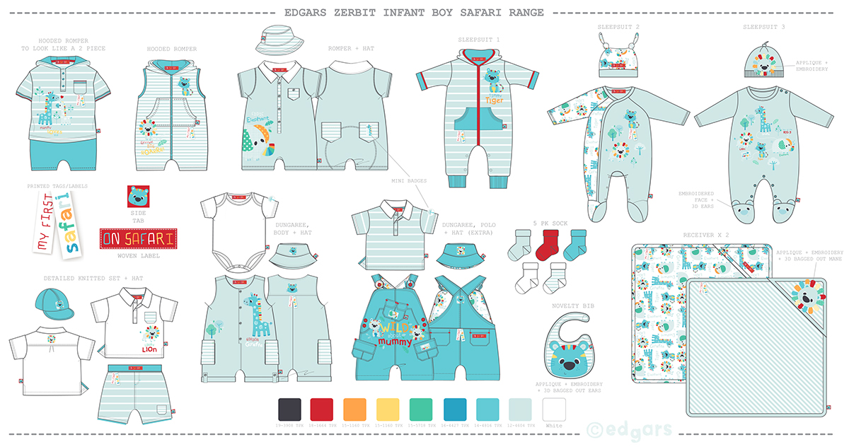 Layette newborn infant boys print pattern allover applique embellishement Character baby