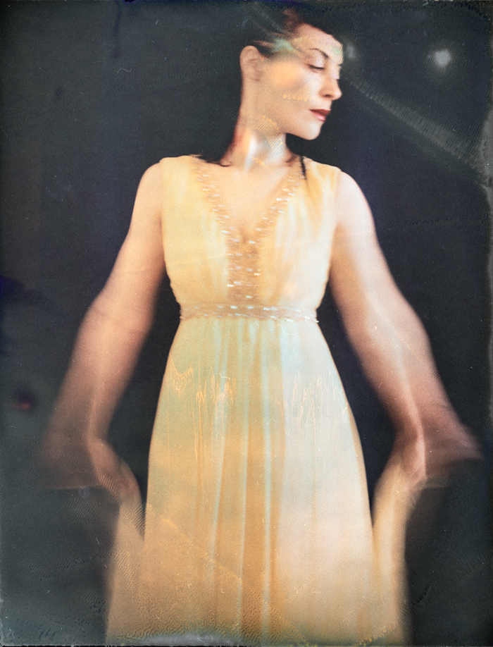 vintage dresses Polaroids colors pink yellow blue
