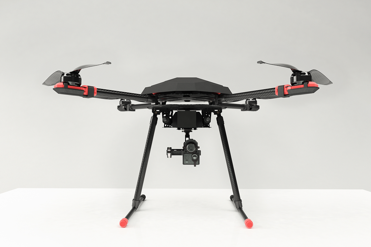 Render model 3D drone cuadcopter hexacopter carbonfiber test
