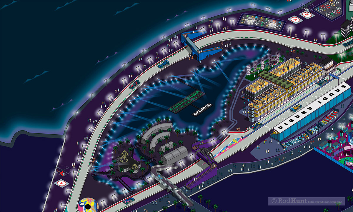 automotive   f1 Formula 1 Isometric map map illustration Motorsport theme park map map design maps