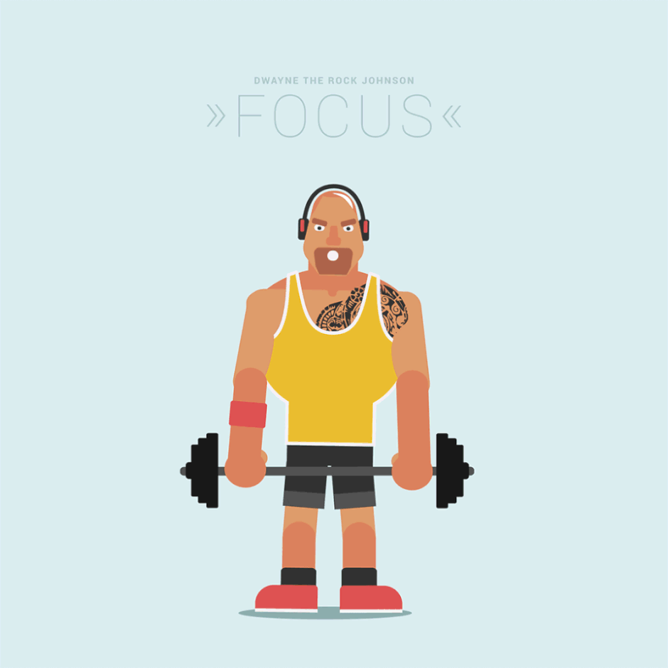 Dwayne Johnson The Rock animation  gif Character portrait Focus series Wrestling workout