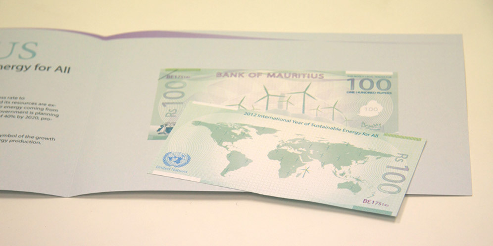 Sustainable  UNITED NATIONS  mauritius  rupee bank note