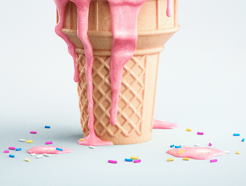 nasty ice cream cone cherry sprinkles ice cream CGI CG Render Toronto fonts digital imaging  3D artist