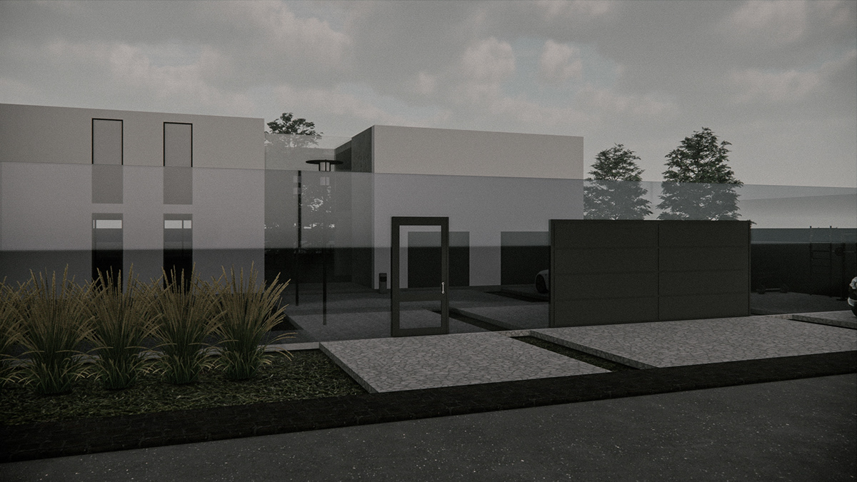 ArchiCAD architecture concrete exterior housedesign modern private house visualization