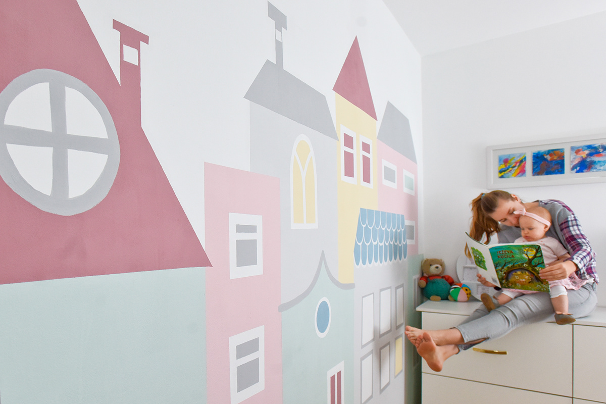 interior design  kids room Mural pastel colours wall painting