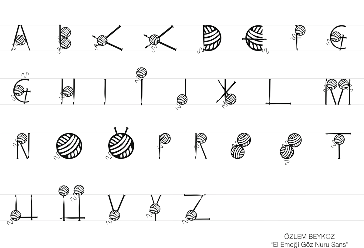 creative design turkish motif knitting alphabet