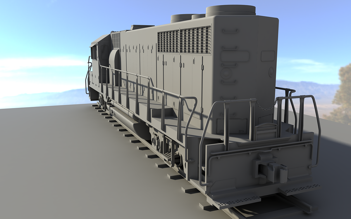 autodesk maya 3D modelling locomotive