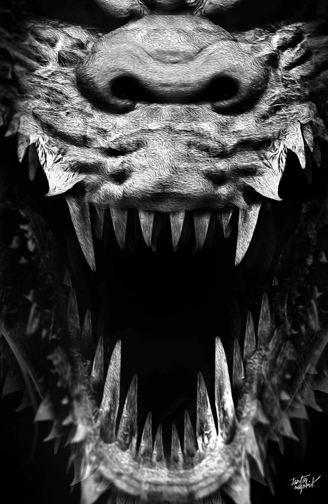 fantasmagorik nicolas obery godzilla dark black warner monster fantastic japan French adobe photoshop
