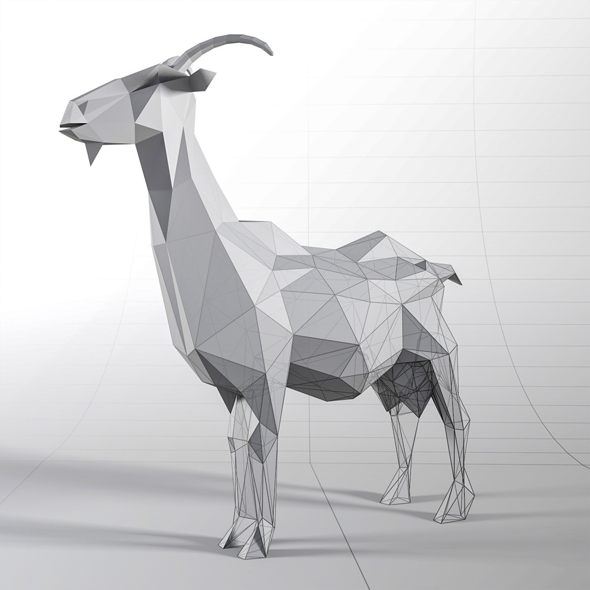 goat paper paper model 3D Modelling 3D sculpture animal digital Paul Cummings  mark cummings KNK Air pepakura cinema 4d paper craft