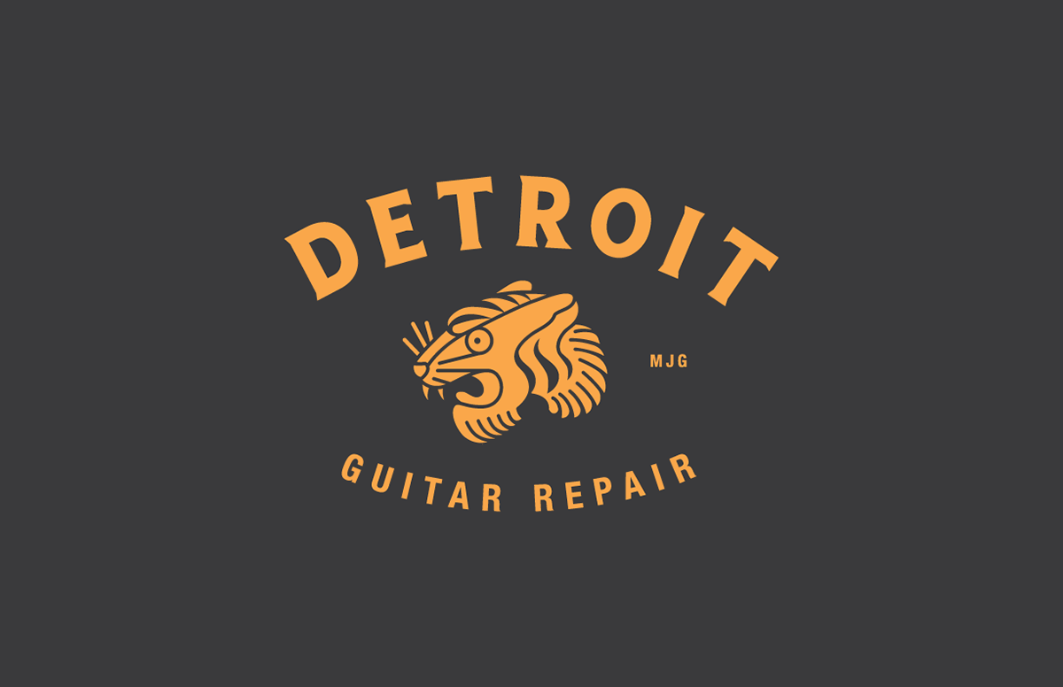 business card detroit guitar identity ILLUSTRATION  logo tiger tshirt