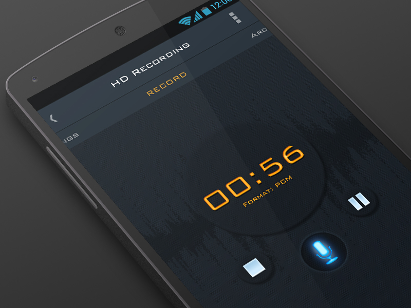 voice recorder recording dark theme redesign HD recording Android App Mobile app