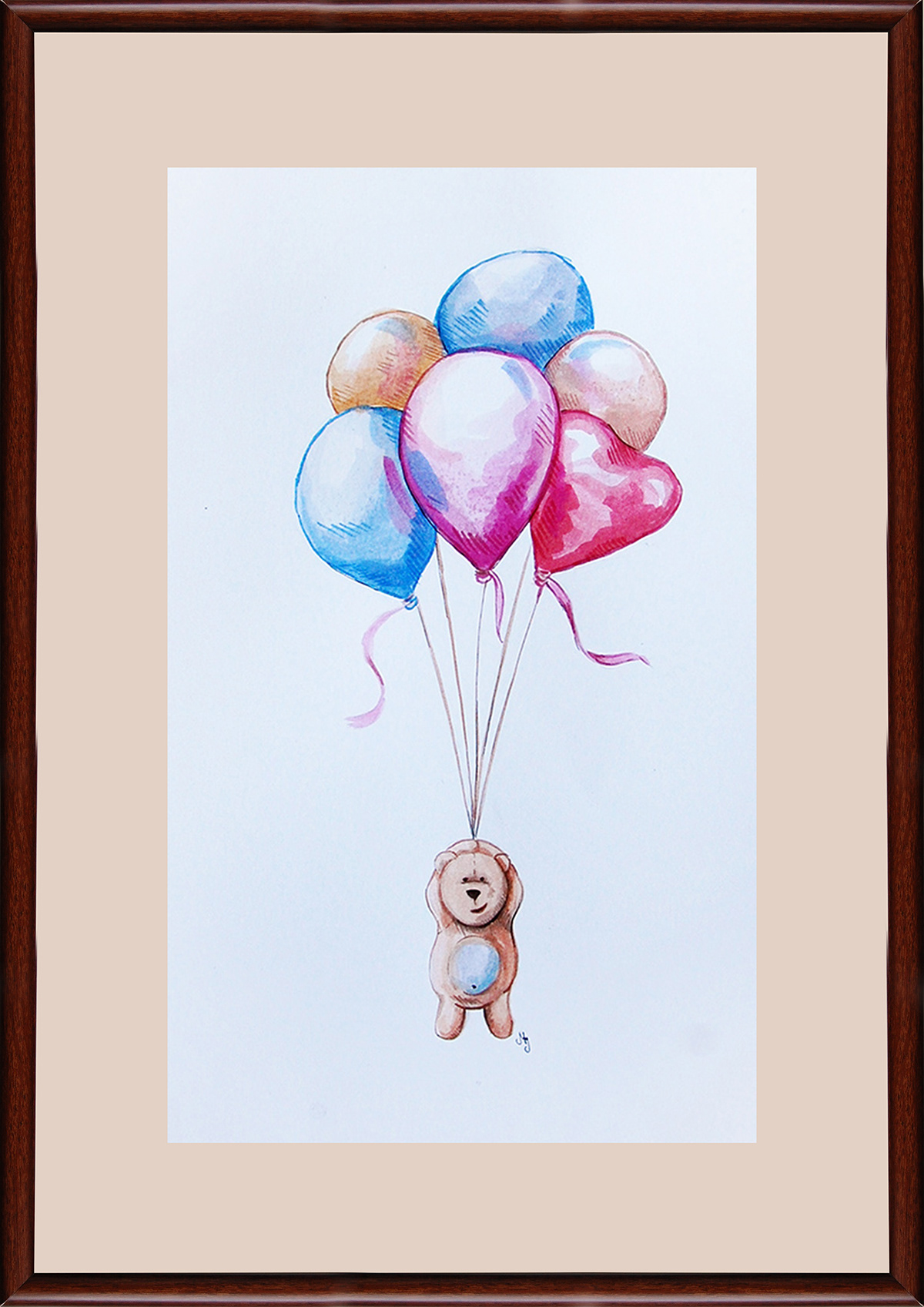 marta jasińska cuddly bear balloons watercolor
