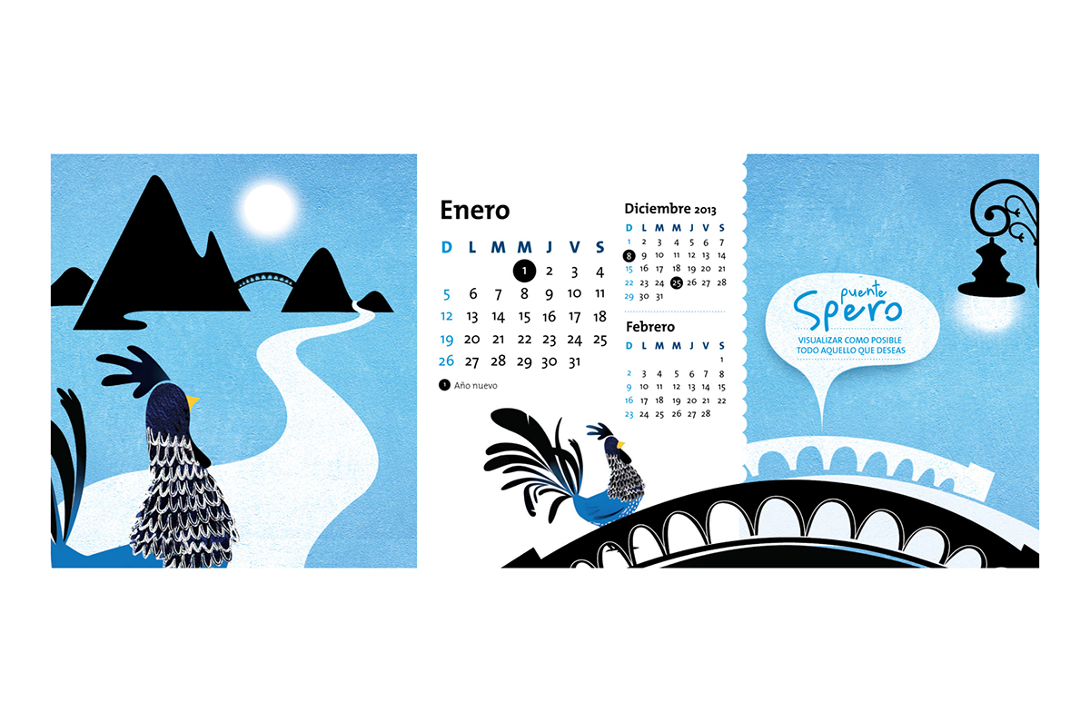 blue chicken traditional journey bridges puentes gallo calendario gallo azul