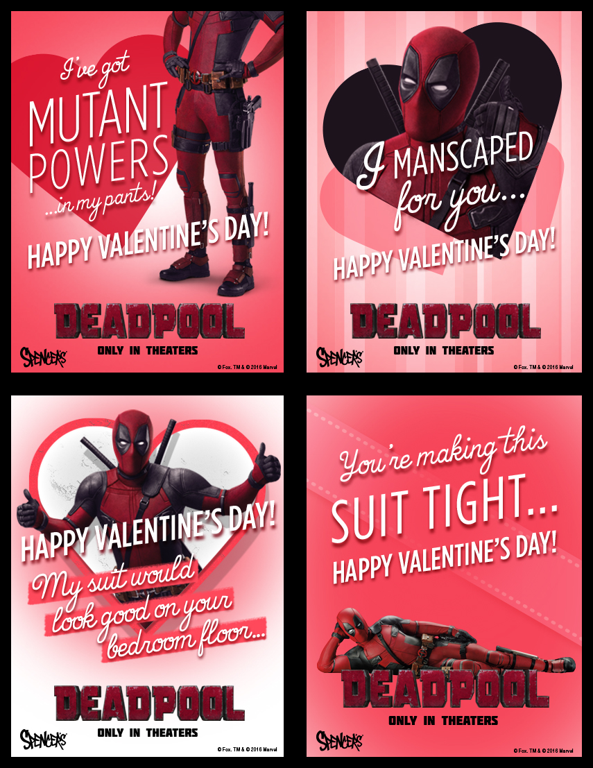 spencer's deadpool Storefront Valentine's Day valentine's card