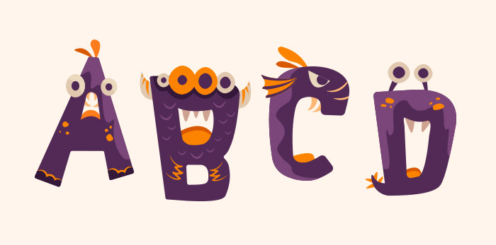 vector ILLUSTRATION  font typography   monster Halloween cute Shutterstock
