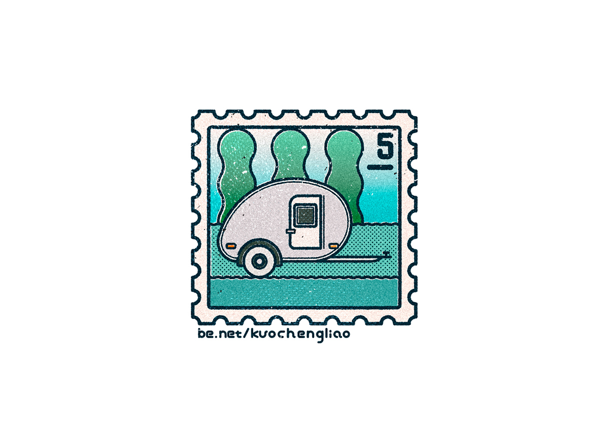 stamp Postage postmark trailer camper Truck Campervan caravan Van Outdoor