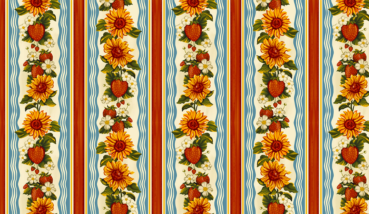 prints fashion design pattern design  textile fabric textile design  floral botanical vintage fruits illustration