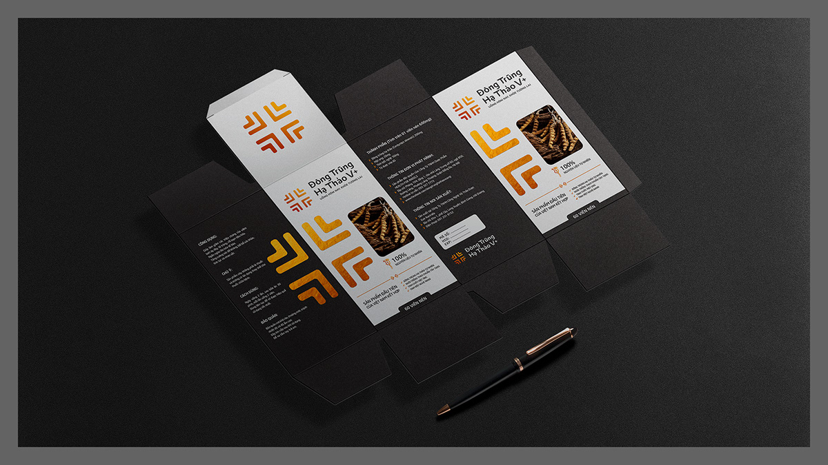 logo Logotype Packaging graphic design  brand identity medicine cordyceps plus package branding 