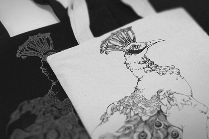 line texture owl prints ink outline textile animal eco bird