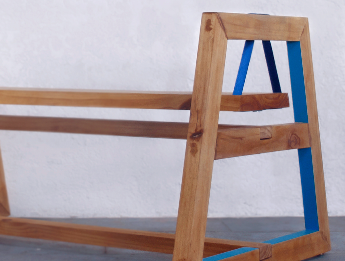 swing bench wood strap furniture design mexico motion hand made modern